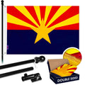 G128  6 Feet Tangle Free Spinning Flagpole (Black) Arizona Double Sided Brass Grommets Embroidered 3x5 ft (Flag Included) Aluminum Flag Pole