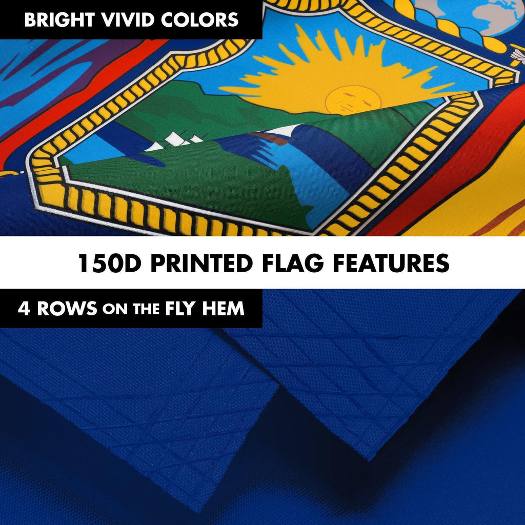 G128 Combo Pack: 6 Ft Tangle Free Aluminum Spinning Flagpole (Black) & New York NY State Flag 3x5 Ft, LiteWeave Pro Series Printed 300D Polyester  Pole with Flag Included