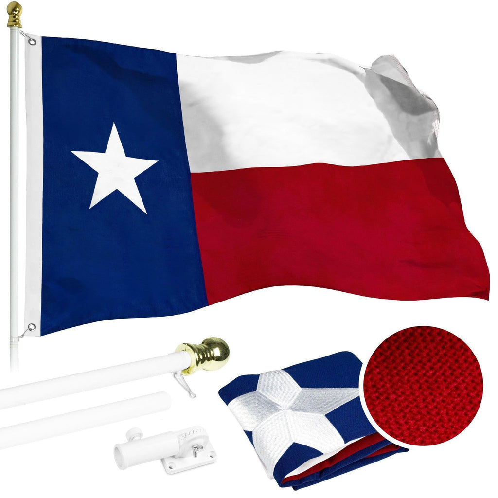 G128 Heavy-Duty Spinning Flagpole 6ft with Texas Flag