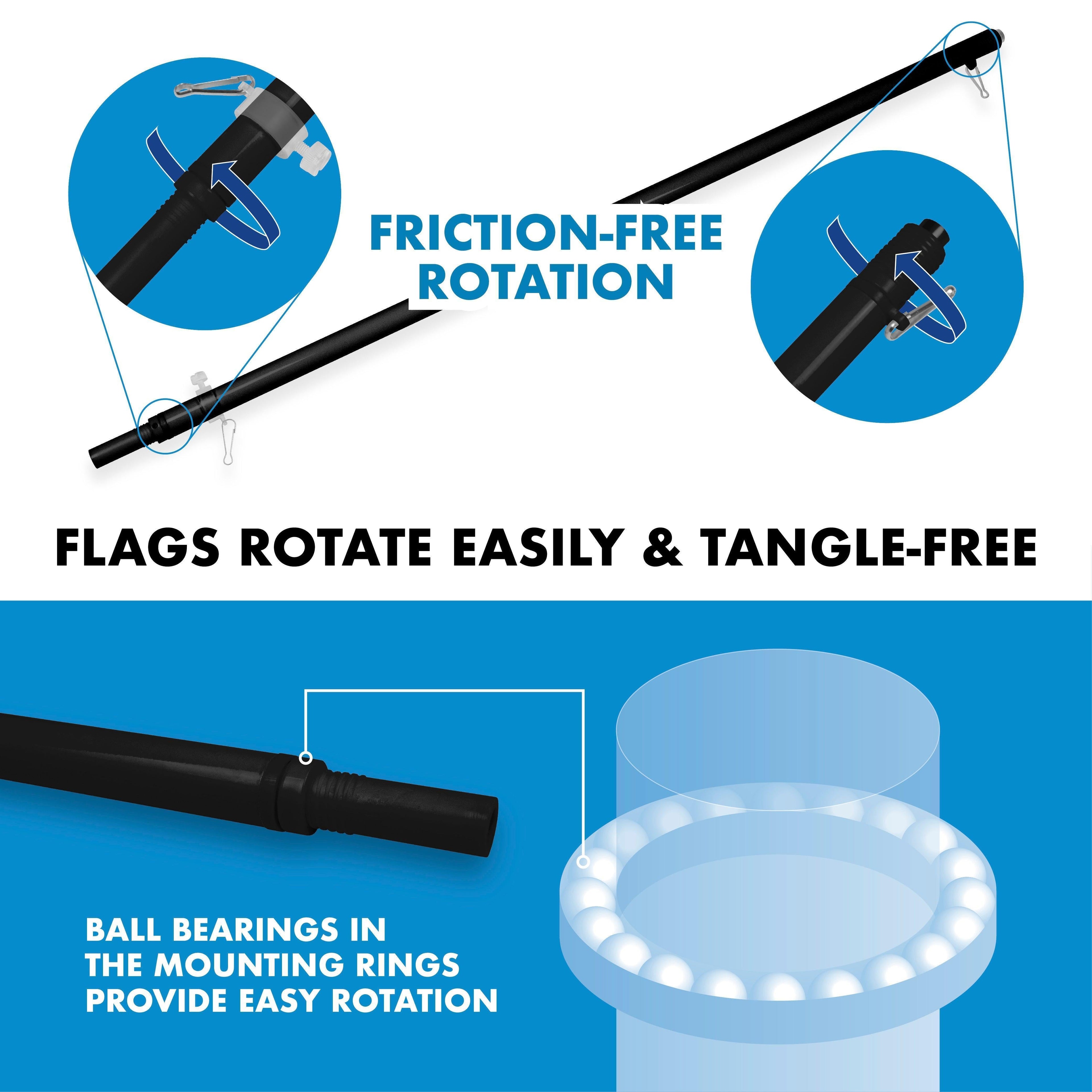 G128 Flag Pole 6FT Black Tangle Free & Ukraine Ukrainian Flag 3x5 Ft Combo Printed 150D Polyester
