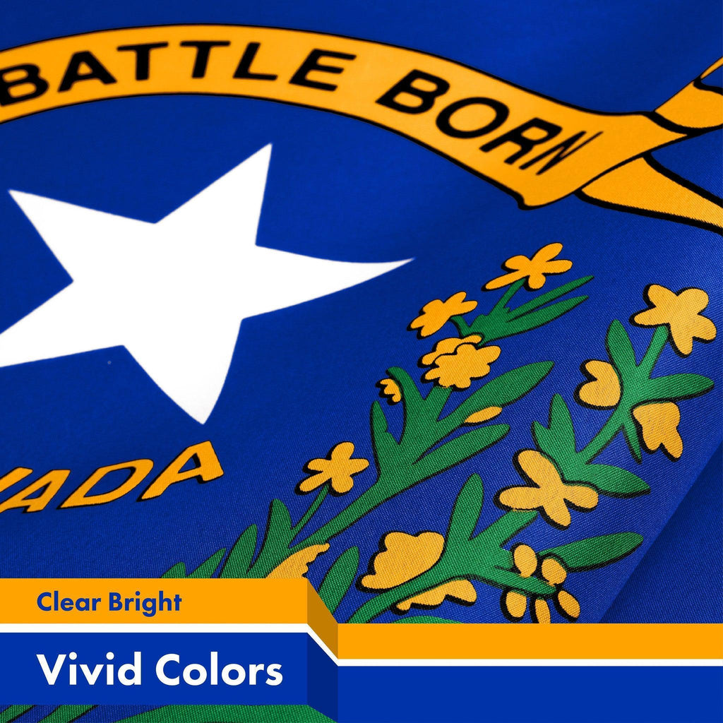 G128 Nevada NV State Flag  3x5 Ft  LiteWeave Pro Series Printed 150D Polyester  Indoor/Outdoor, Vibrant Colors, Brass Grommets, Thicker and More Durable Than 100D 75D Polyester