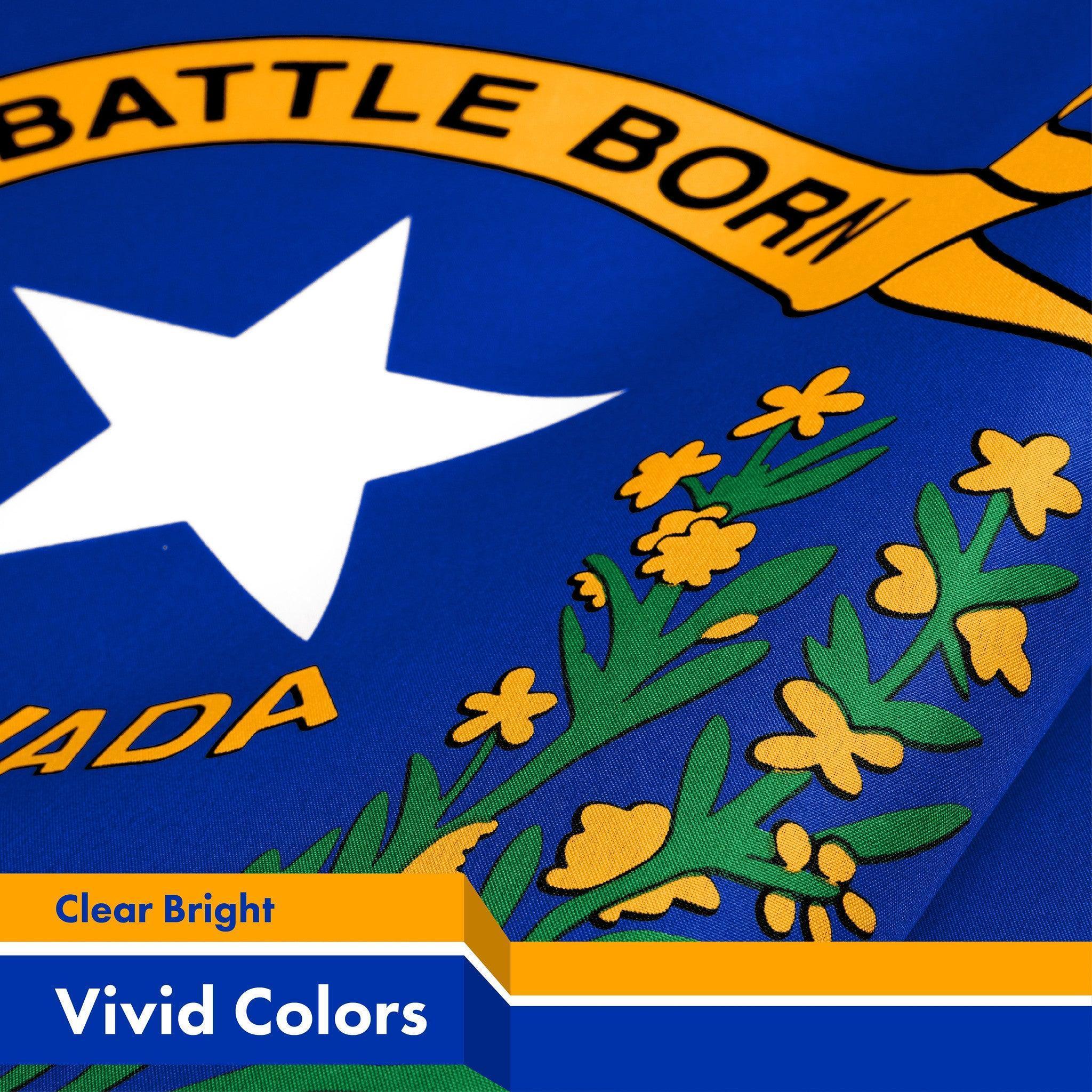 G128 Nevada NV State Flag  3x5 Ft  LiteWeave Pro Series Printed 150D Polyester  Indoor/Outdoor, Vibrant Colors, Brass Grommets, Thicker and More Durable Than 100D 75D Polyester