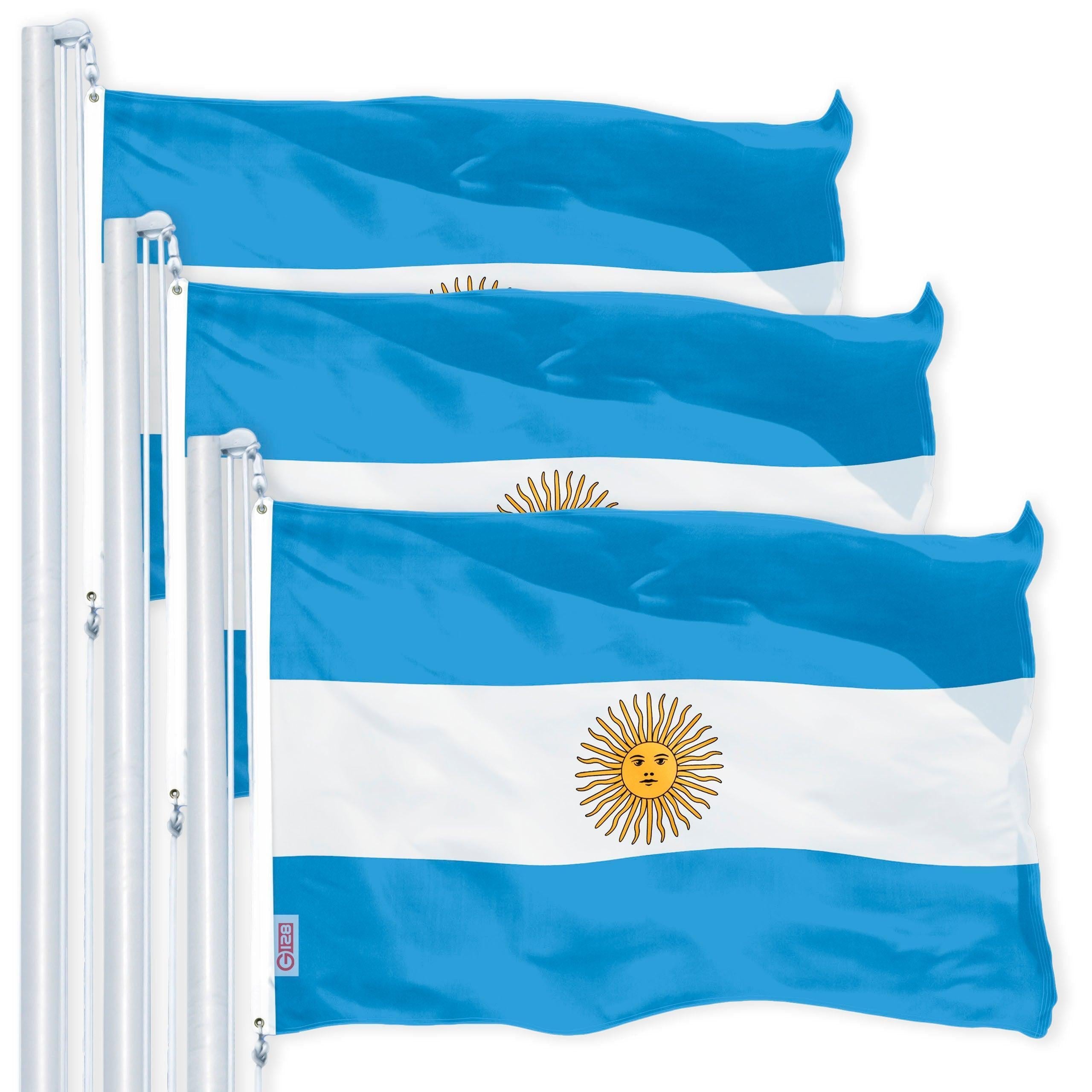 Argentina Argentinian Flag 3x5 Ft 3Pack 150D Printed Polyester By G128