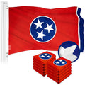 G128 10 Pack: Tennessee TN State Flag  2x3 Ft  ToughWeave Series Embroidered 300D Polyester  Embroidered Design, Indoor/Outdoor, Brass Grommets