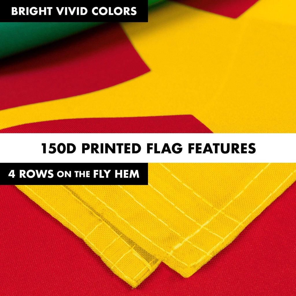 G128 Combo Pack: 6 Feet Tangle Free Spinning Flagpole (Silver) Cameroon Cameroonian Flag 3x5 ft Printed 150D Brass Grommets (Flag Included) Aluminum Flag Pole