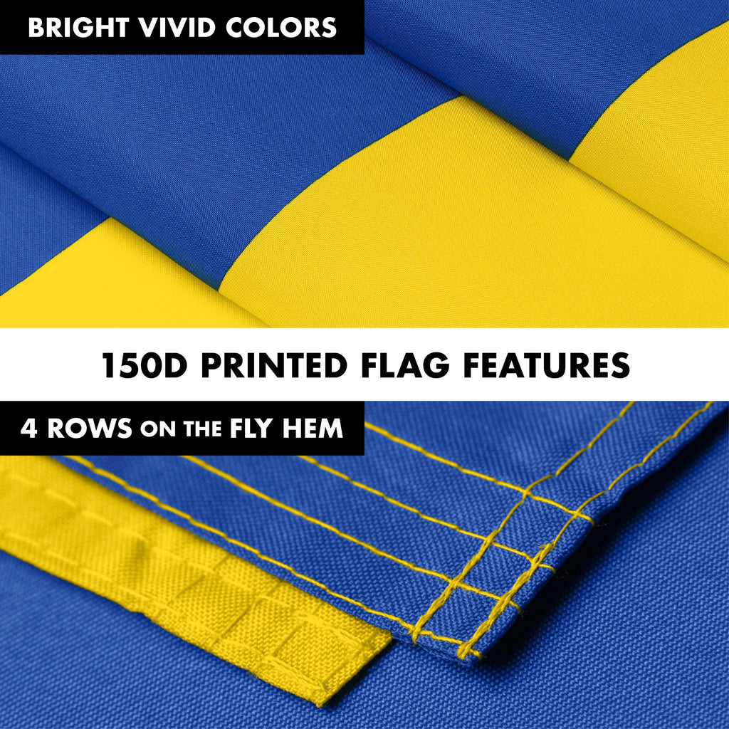 G128 Flag Pole 6FT Black Tangle Free & Ukraine Ukrainian Flag 3x5 Ft Combo Printed 150D Polyester