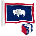 G128 5 Pack: Wyoming WY State Flag  3x5 Ft  LiteWeave Pro Series Printed 150D Polyester  Indoor/Outdoor, Vibrant Colors, Brass Grommets, Thicker and More Durable Than 100D 75D Polyester