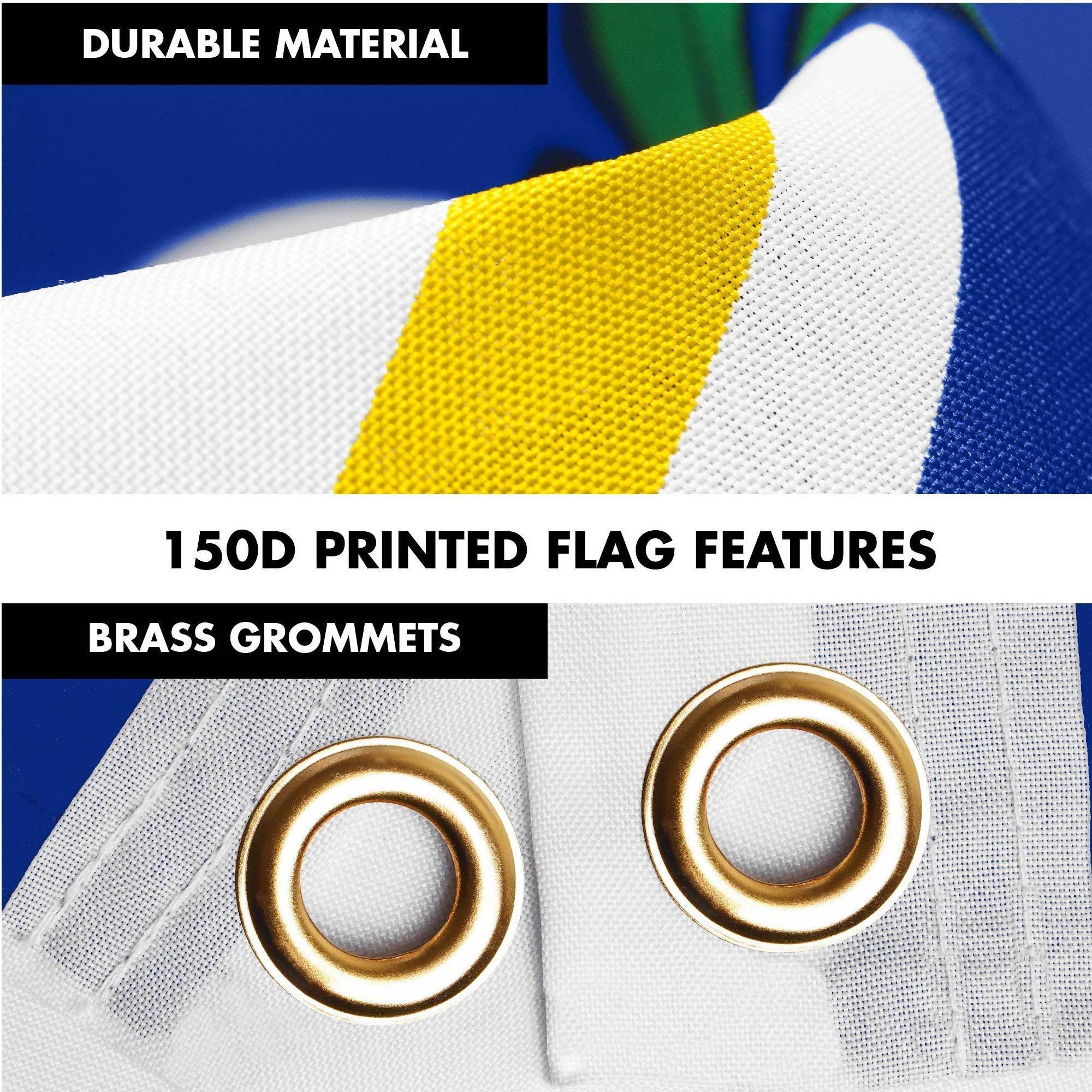 G128 Combo Pack: 6 Ft Tangle Free Spinning Flagpole (Silver) & Connecticut Flag 3x5 Ft Printed 150D Polyester, Brass Grommets (Flag Included) Aluminum Flag Pole