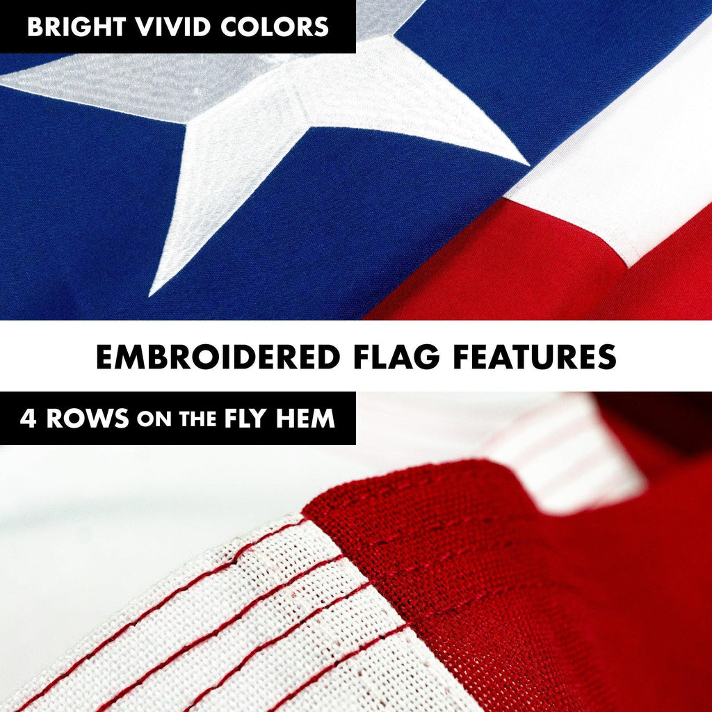 G128 Deluxe Texas Flag Combo Set with 5 Ft Matte Black Wall Mount Pole