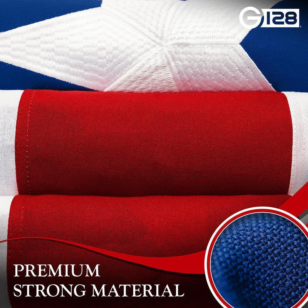 G128 5 Pack: Puerto Rico Puerto Rican PR Flag  3x5 Ft  Embroidered 220GSM SPUN POLYESTER  Embroidered Stars, Sewn Stripes, Brass Grommets, Indoor/Outdoor, Vibrant Colors, Heavy Duty SPUN POLYESTER