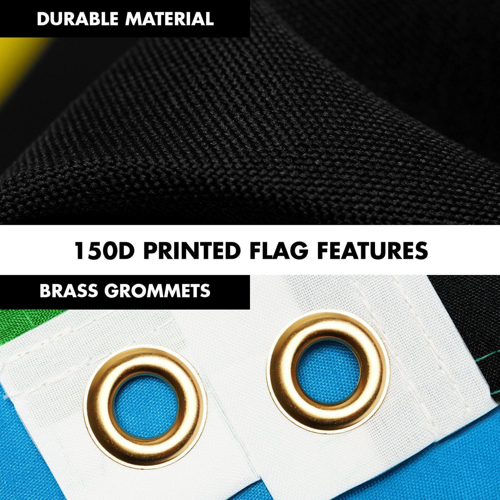 G128 Combo Pack: 6 Ft Tangle Free Aluminum Spinning Flagpole (Silver) & Tanzania Tanzanian Flag  3x5 Ft, LiteWeave Pro Series Printed 150D Polyester  Pole with Flag Included