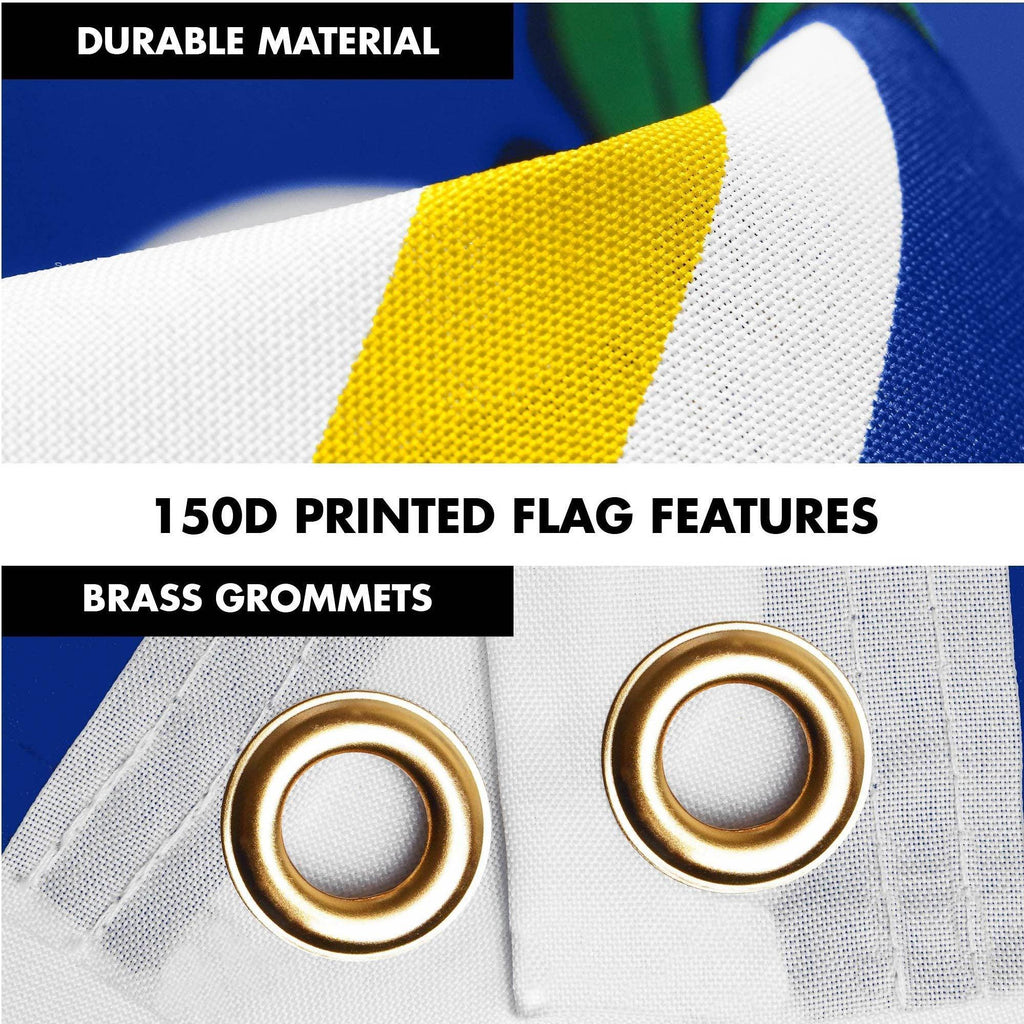 G128 Combo Pack: 6 Ft Tangle Free Spinning Flagpole (Silver) & Connecticut Flag 3x5 Ft Printed 150D Polyester, Brass Grommets (Flag Included) Aluminum Flag Pole
