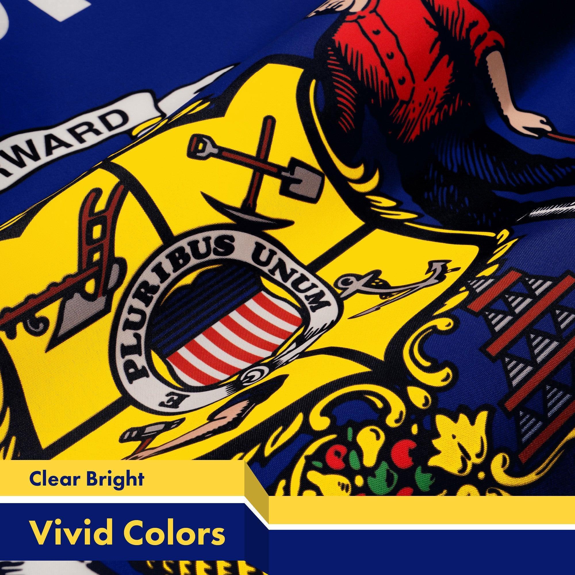 G128 Wisconsin WI State Flag  3x5 Ft  LiteWeave Pro Series Printed 300D Polyester  Indoor/Outdoor, Vibrant Colors, Brass Grommets, Thicker and More Durable Than 100D 75D Polyester
