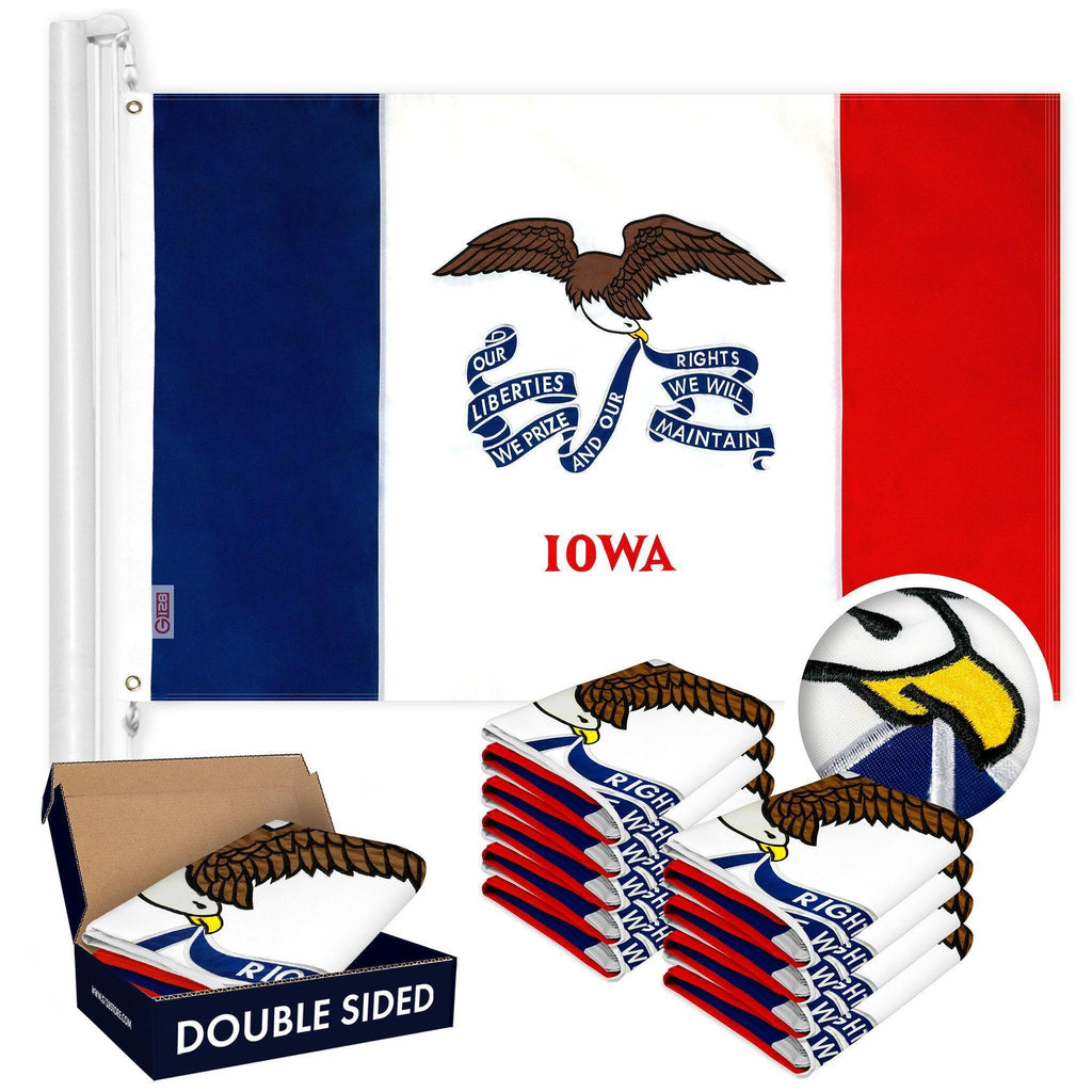 Iowa IA State Flag 3x5 Ft 10Pack Doublesided Embroidered Polyester By G128