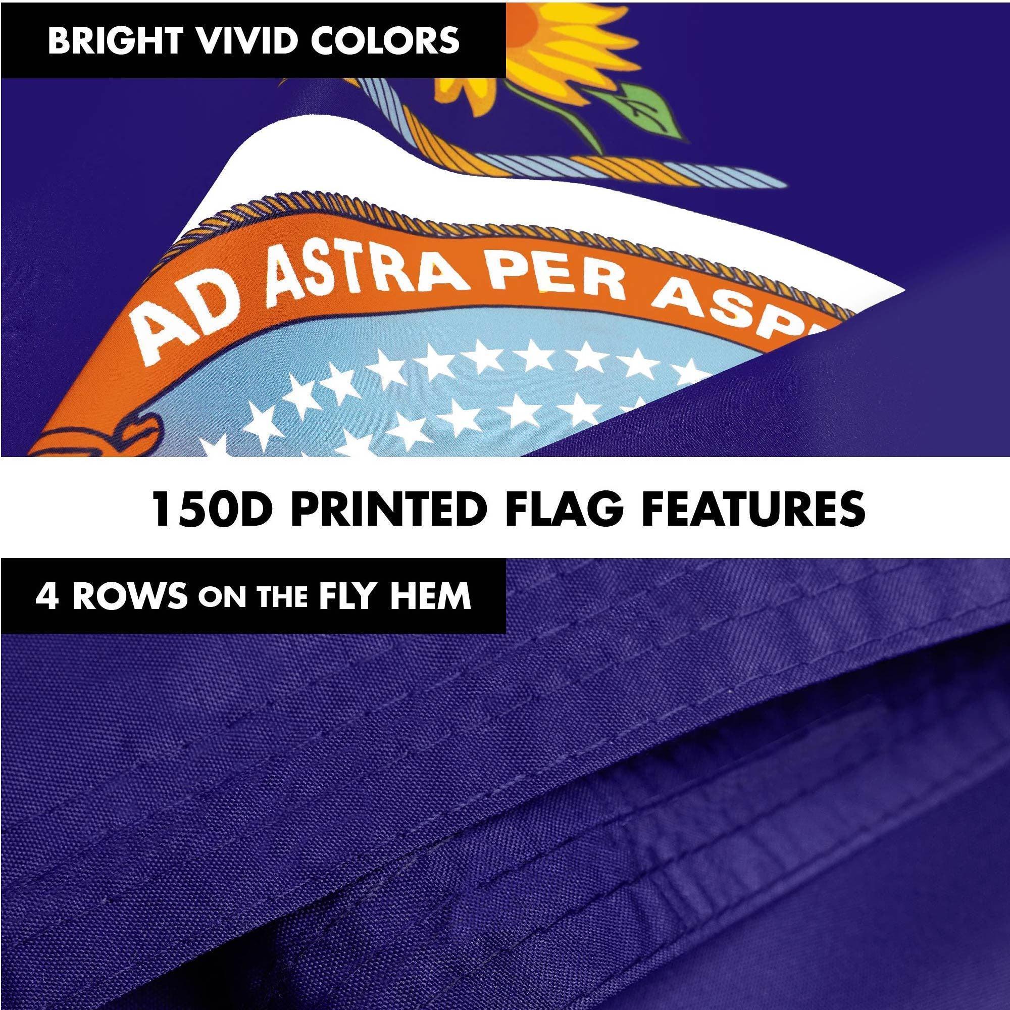 G128 Combo Pack: 6 Ft Tangle Free Spinning Flagpole (Black) & Kansas Flag 3x5 Ft Printed 150D Polyester, Brass Grommets (Flag Included) Aluminum Flag Pole