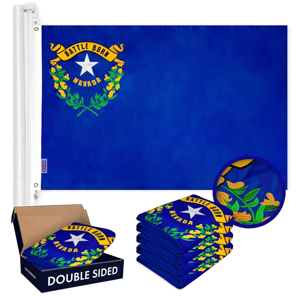 Nevada NV State Flag 3x5 Ft 5Pack Doublesided Embroidered Polyester By G128