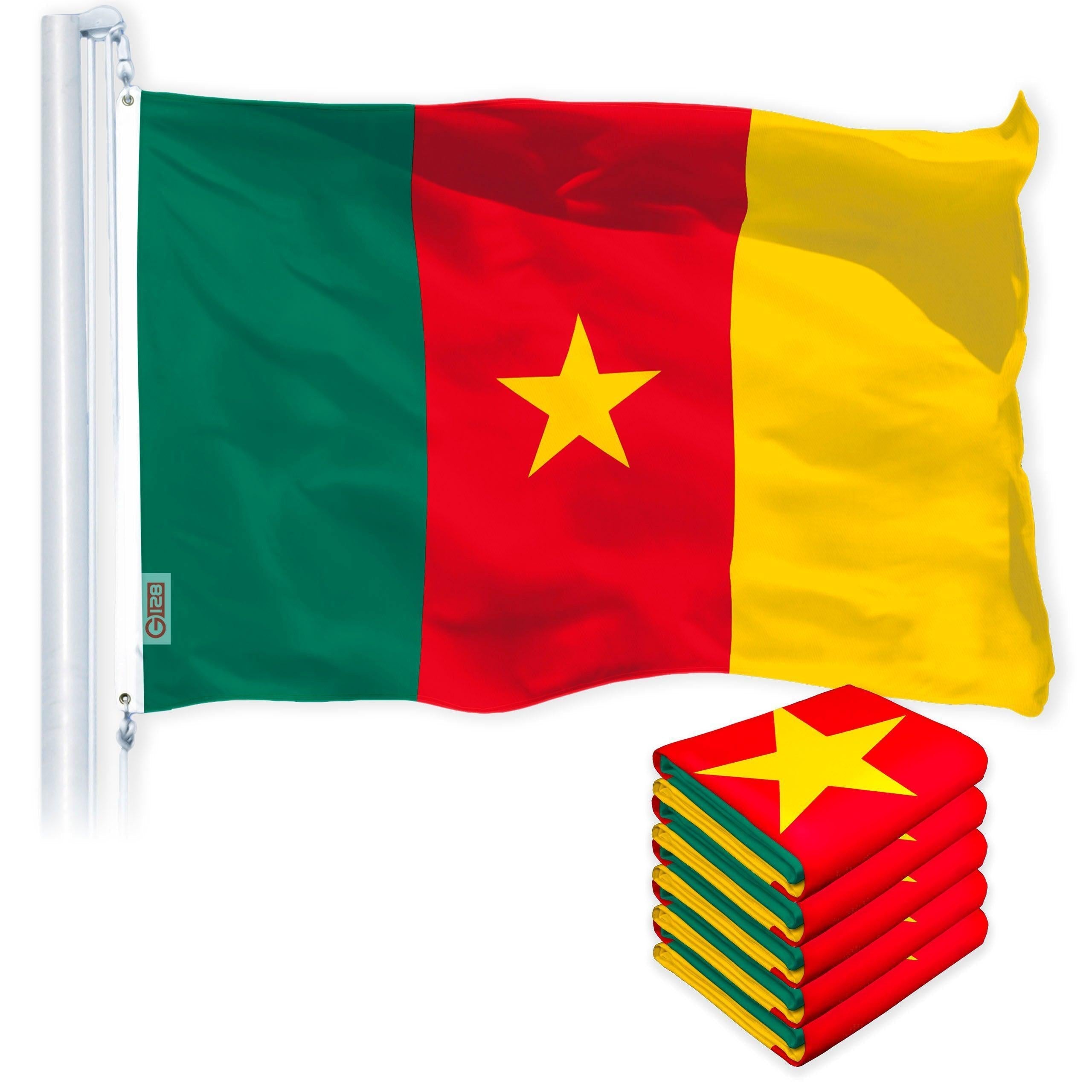 Cameroon Cameroonian Flag 3x5 Ft 5Pack 150D Printed Polyester By G128