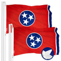 G128 2 Pack: Tennessee TN State Flag  4x6 Ft  ToughWeave Series Embroidered 300D Polyester  Embroidered Design, Indoor/Outdoor, Brass Grommets