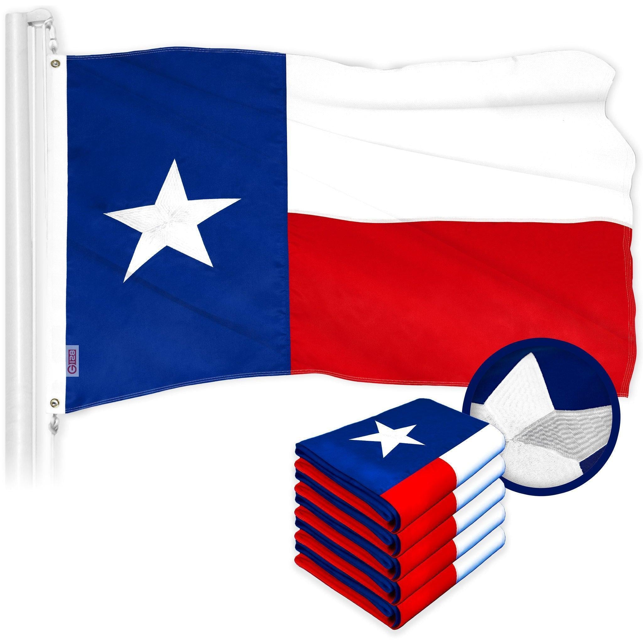 G128 Texas State Flags 5-Pack | 4x6 Ft Heavy-Duty Embroidered