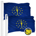 G128 2 Pack: Indiana IN State Flag  4x6 Ft  ToughWeave Series Embroidered 300D Polyester  Embroidered Design, Indoor/Outdoor, Brass Grommets