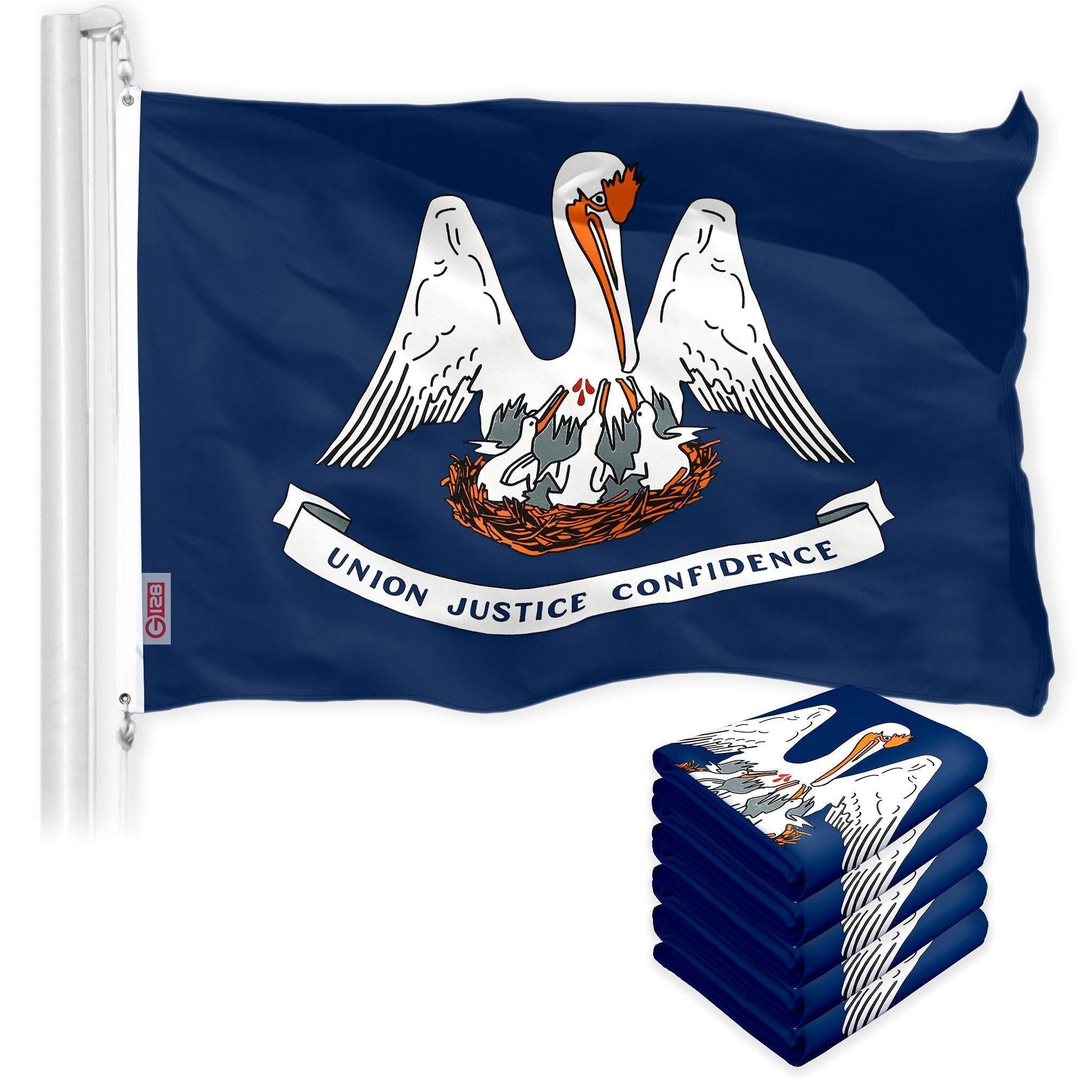 Louisiana LA State Flag 3x5 Ft 5Pack 150D Printed Polyester By G128