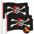 G128 2 Pack: Pirate Jolly Roger Red Head Scarf Flag  2.5x4 Ft  ToughWeave Series Embroidered 300D Polyester  Novelty Flag, Embroidered Design, Indoor/Outdoor, Brass Grommets