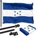 G128 Combo Pack: 6 Ft Tangle Free Spinning Flagpole (Black) & Honduras Flag 3x5 Ft Printed 150D Polyester, Brass Grommets (Flag Included) Aluminum Flag Pole