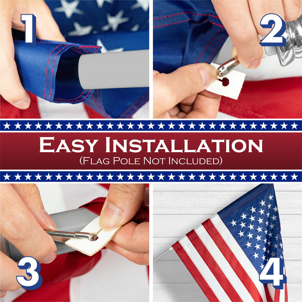 USA American Flag 3x5 Ft 5Pack Pole Sleeve Embroidered Polyester By G128