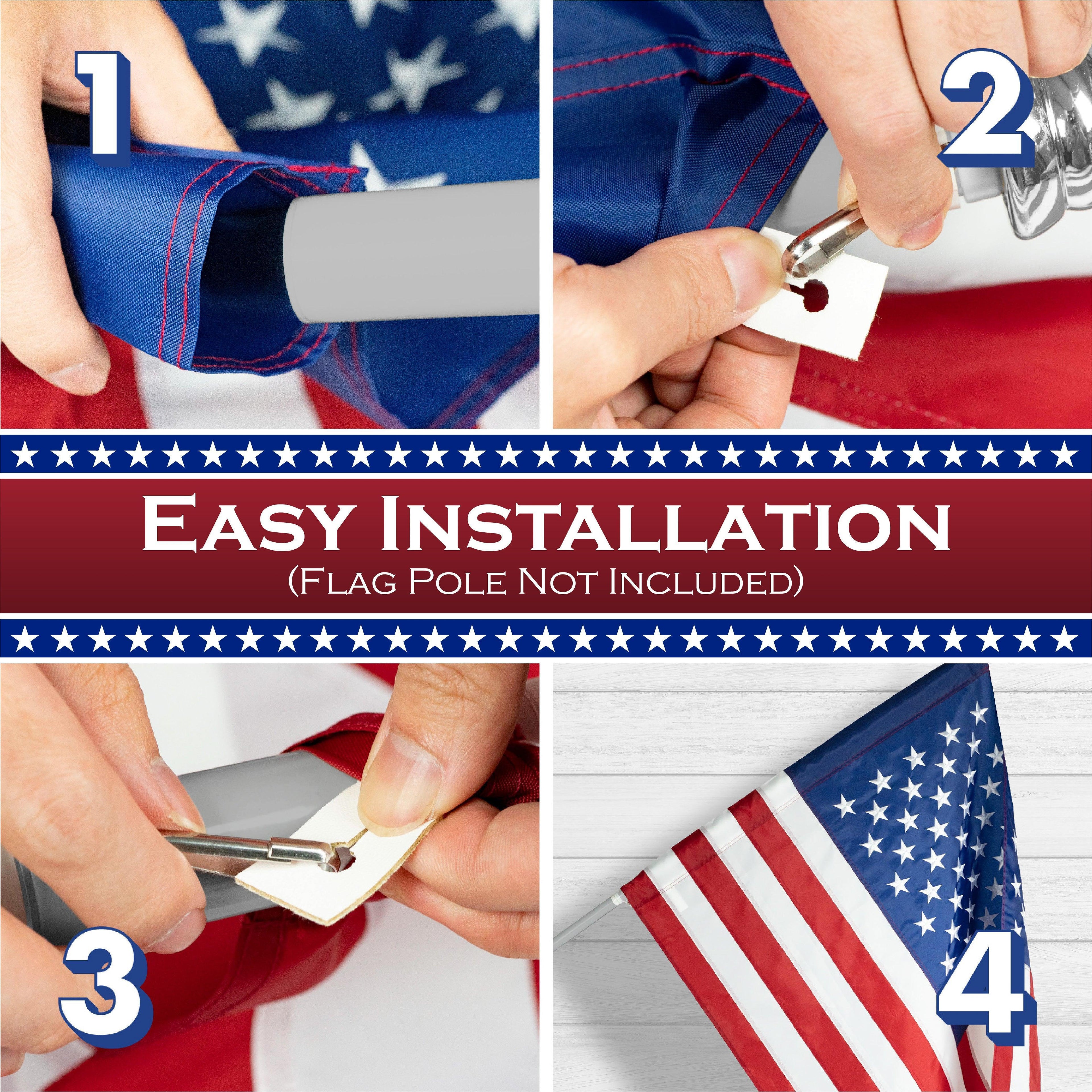 USA American Flag 3x5 Ft 5Pack Pole Sleeve Embroidered Polyester By G128