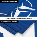 G128 Combo Pack: 6 Ft Tangle Free Aluminum Spinning Flagpole (Black) & North Atlantic Treaty Org NATO Flag 3x5 Ft, LiteWeave Pro Series Printed 150D Polyester  Pole with Flag Included