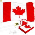 G128 Combo Pack: 6 Ft Tangle Free Aluminum Spinning Flagpole (White) & Canada Canadian Flag 3x6 Ft, ToughWeave Series Embroidered 300D Polyester  Pole with Flag Included