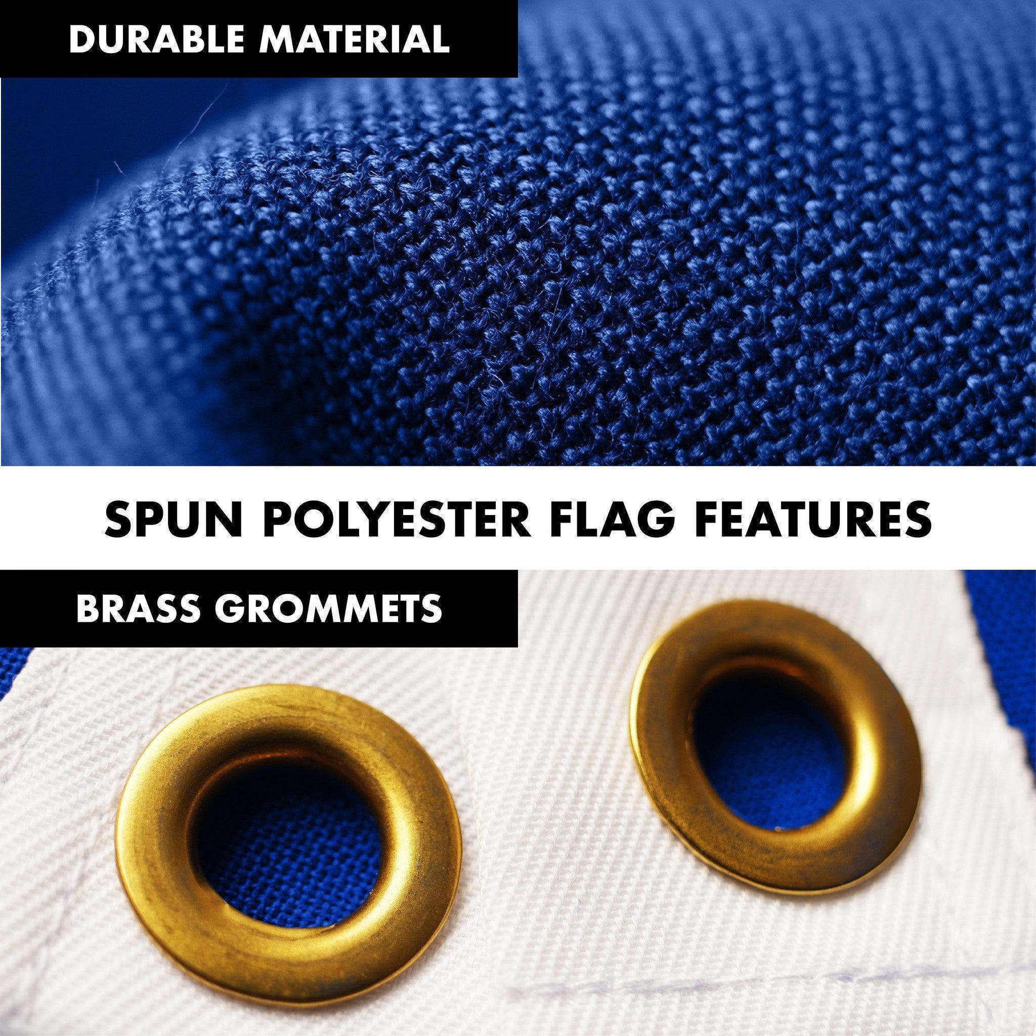 G128 Combo Pack: 5 Ft Tangle Free Spinning Flagpole (Silver) & Indiana Flag 2.5x4 Ft Embroidered 220GSM Spun Polyester, Brass Grommets (Flag Included) Aluminum Flag Pole