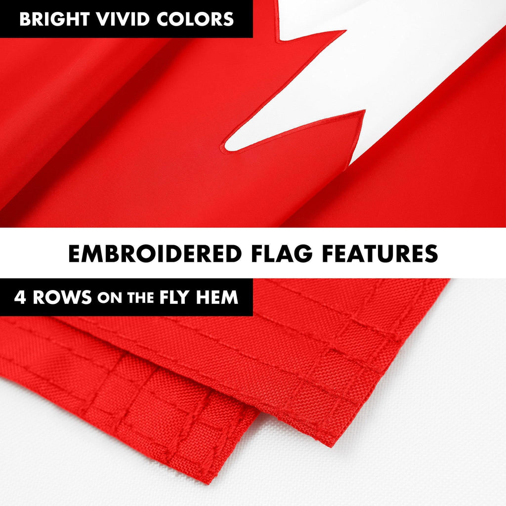 G128 Combo Pack: 6 Ft Tangle Free Aluminum Spinning Flagpole (White) & Canada Canadian Flag 3x6 Ft, ToughWeave Series Embroidered 300D Polyester  Pole with Flag Included