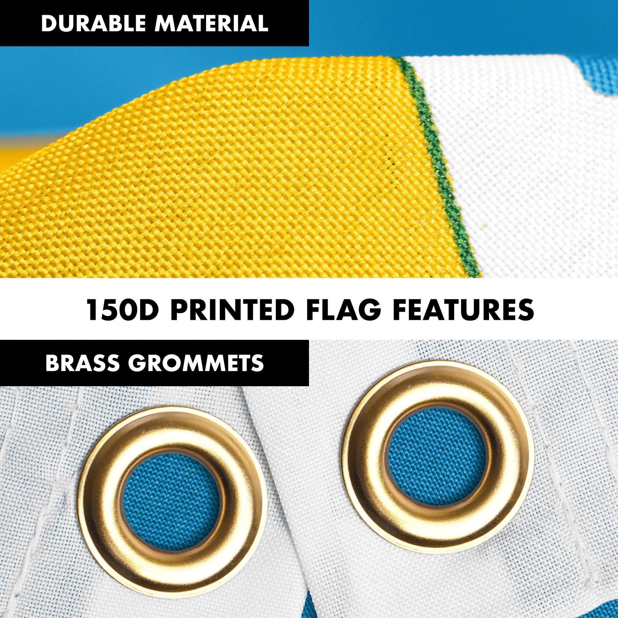G128 Combo Pack: 6 Ft Tangle Free Spinning Flagpole (Silver) & South Dakota Flag 3x5 Ft Printed 150D Polyester, Brass Grommets (Flag Included) Aluminum Flag Pole