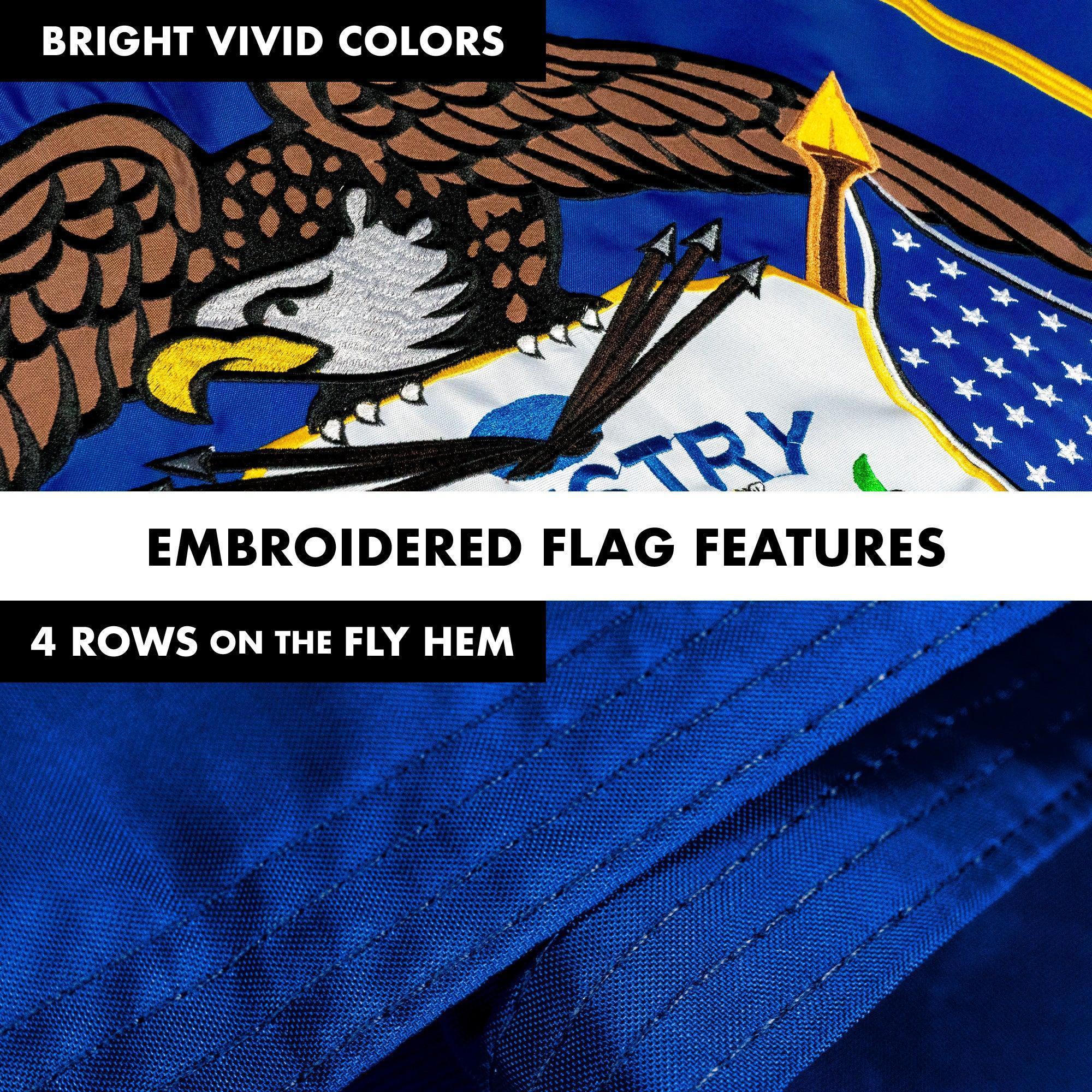 G128  6 Feet Tangle Free Spinning Flagpole (Silver) Utah Double Sided Brass Grommets Embroidered 3x5 ft (Flag Included) Aluminum Flag Pole