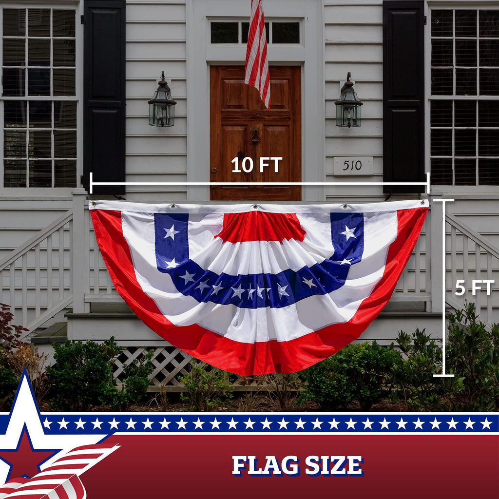 USA Pleated Fan Flag 5x10 Ft American USA Bunting Decoration Flags Embroidered