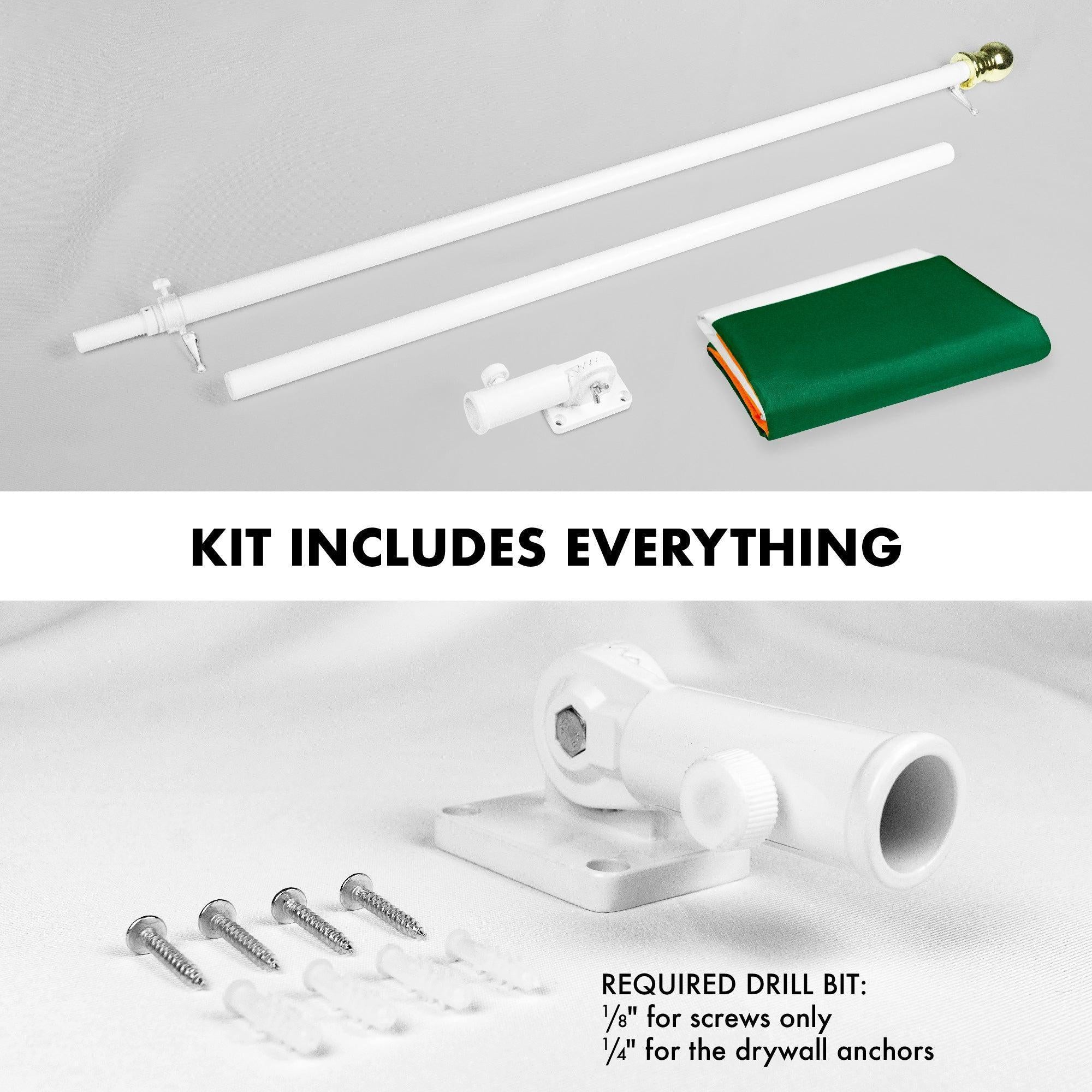 G128  6 Feet Tangle Free Spinning Flagpole (White) Ireland Brass Grommets Printed 3x5 ft (Flag Included) Aluminum Flag Pole
