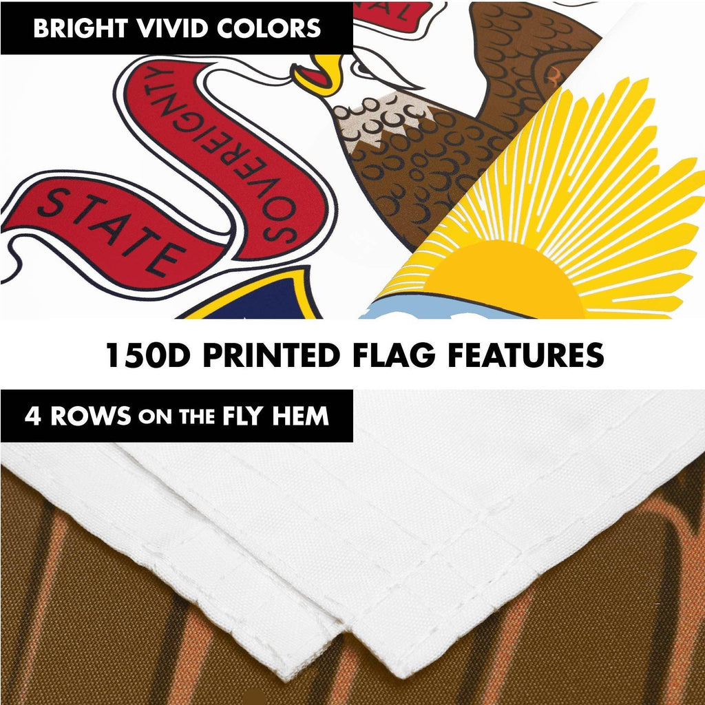 G128 Combo Pack: 6 Ft Tangle Free Spinning Flagpole (Silver) & Illinois Flag 3x5 Ft Printed 150D Polyester, Brass Grommets (Flag Included) Aluminum Flag Pole