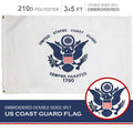 US Coast Guard Flag 210D Embroidered Polyester 3x5 Ft  Double Sided 3ply