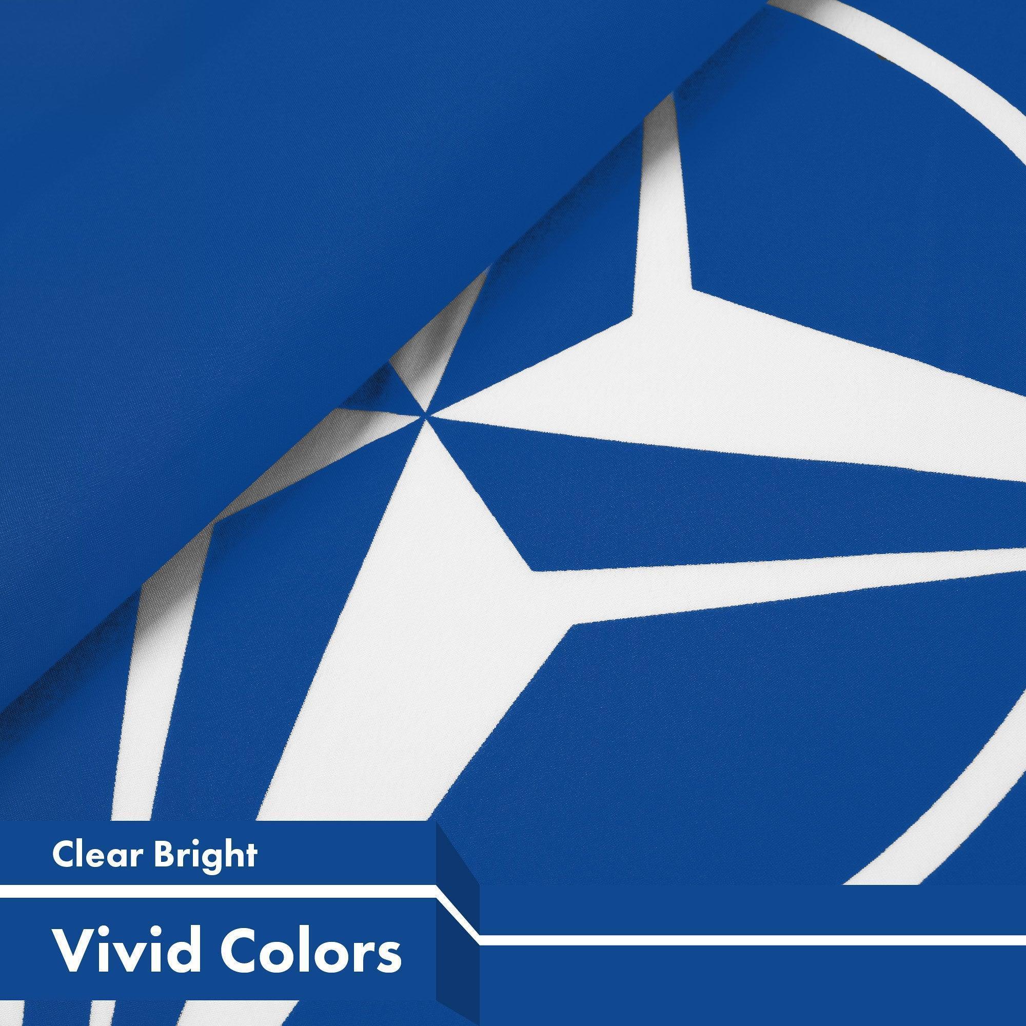 G128 North Atlantic Treaty Org NATO Flag  3x5 Ft  LiteWeave Pro Series Printed 150D Polyester  Indoor/Outdoor, Vibrant Colors, Brass Grommets, Thicker and More Durable Than 100D 75D Polyester