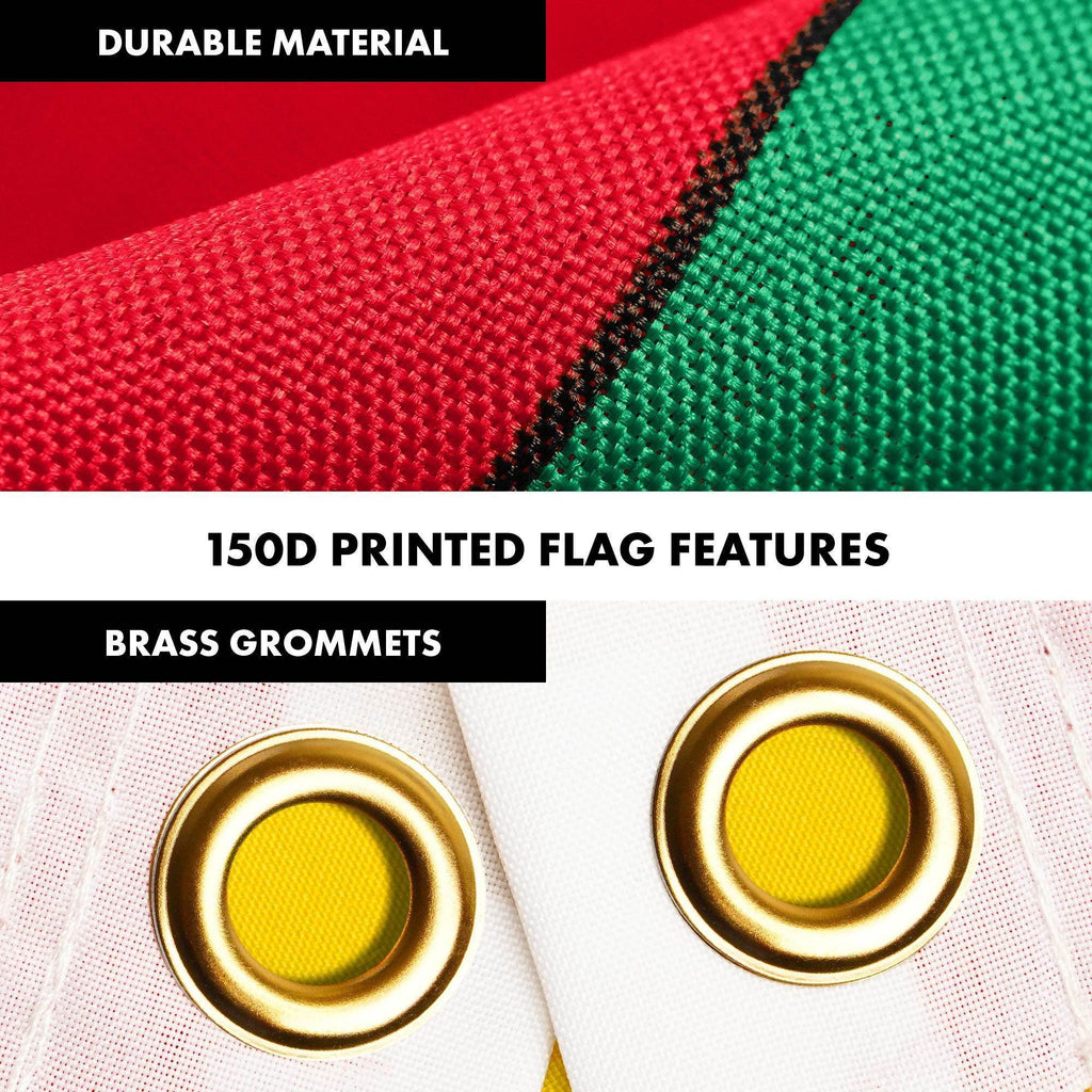 G128 Combo Pack: 6 Ft Tangle Free Aluminum Spinning Flagpole (Silver) & Benin Beninese Flag 3x5 Ft, LiteWeave Pro Series Printed 150D Polyester  Pole with Flag Included