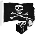 G128 5 Pack: Pirate Jolly Roger Bones Flag  20x30 In  ToughWeave Series Embroidered 300D Polyester  Novelty Flag, Embroidered Design, Indoor/Outdoor, Brass Grommets
