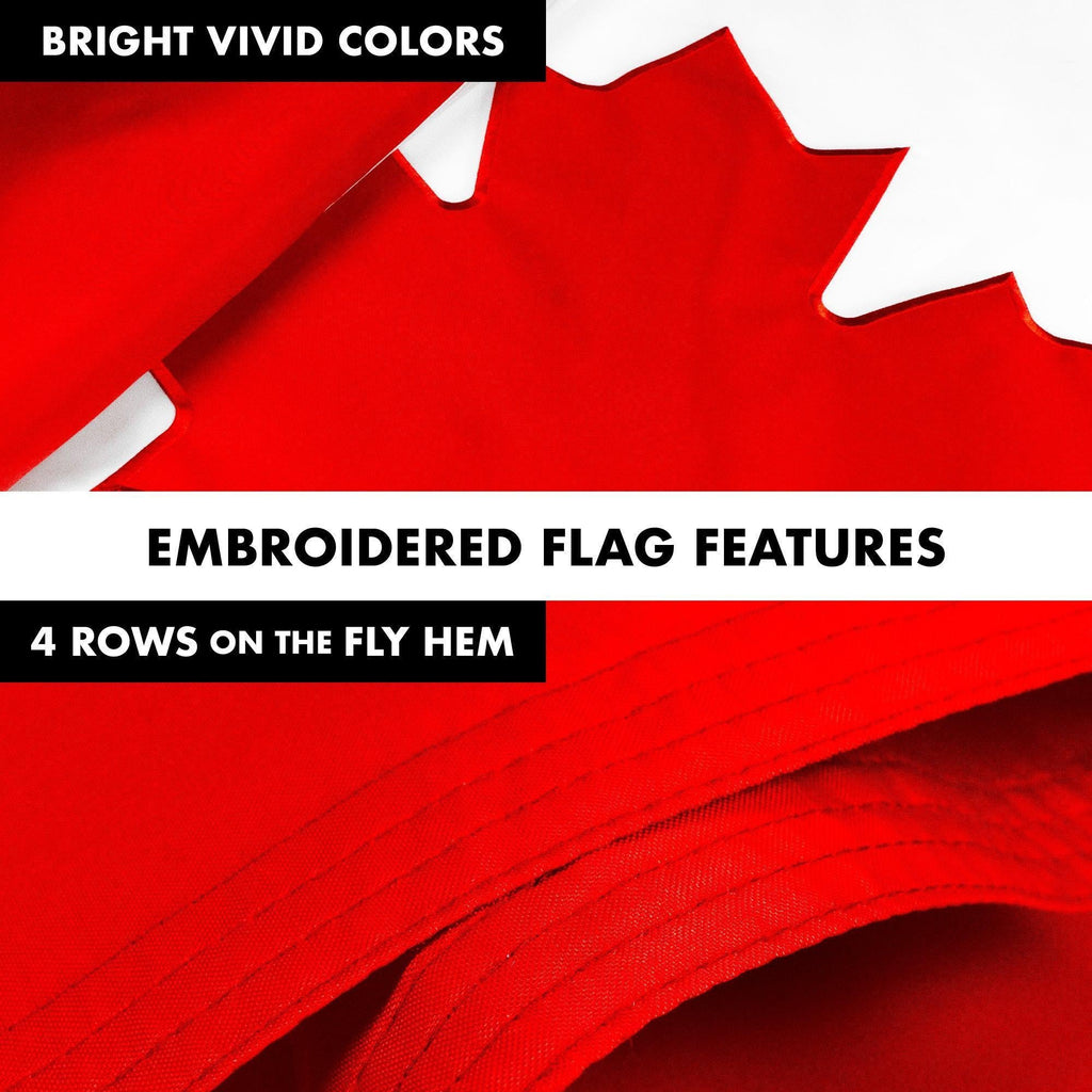 G128 Combo Pack: 5 Ft Tangle Free Aluminum Spinning Flagpole (Silver) & Canada Canadian Flag 2.5x4 Ft, Double ToughWeave Series Double Sided Embroidered 210D Polyester  Pole with Flag Included