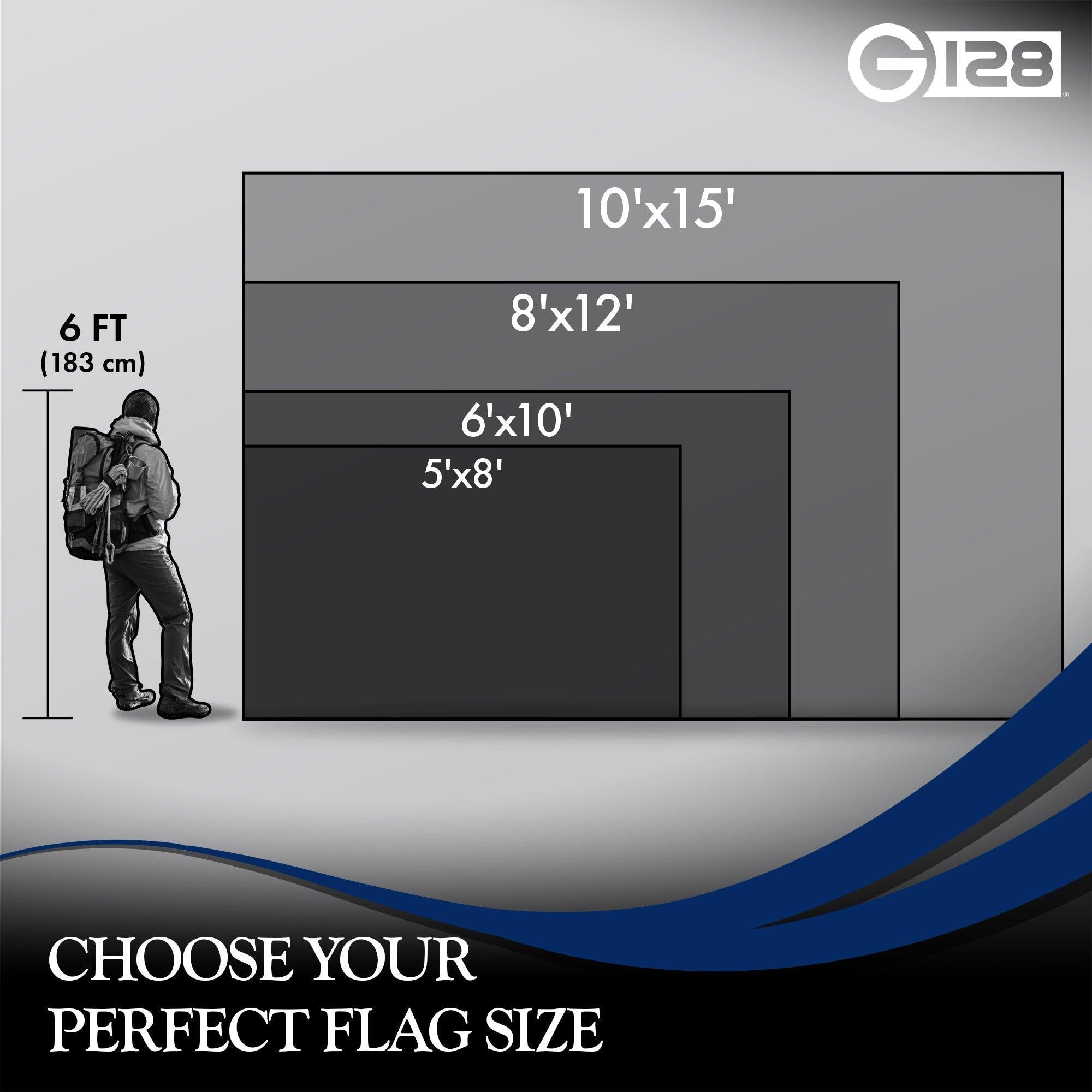 G128 Georgia State Flag  5x8 Ft  StormFlyer Series Embroidered 220GSM Spun Polyester  Embroidered Design, Indoor/Outdoor, Brass Grommets, Heavy Duty, All Weather