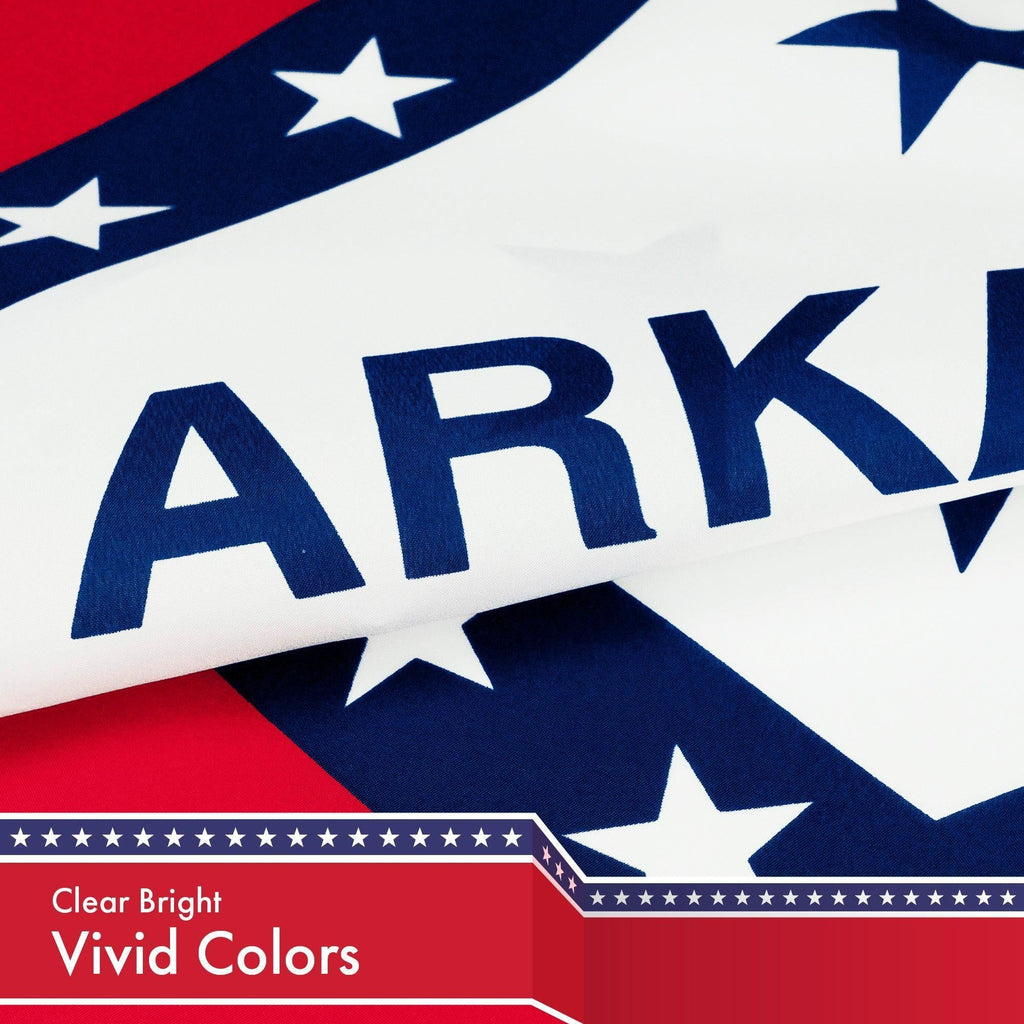 G128 Arkansas State Flag  3x5 feet  Printed 150D Indoor/Outdoor, Vibrant Colors, Brass Grommets, Quality Polyester, Much Thicker More Durable Than 100D 75D Polyester