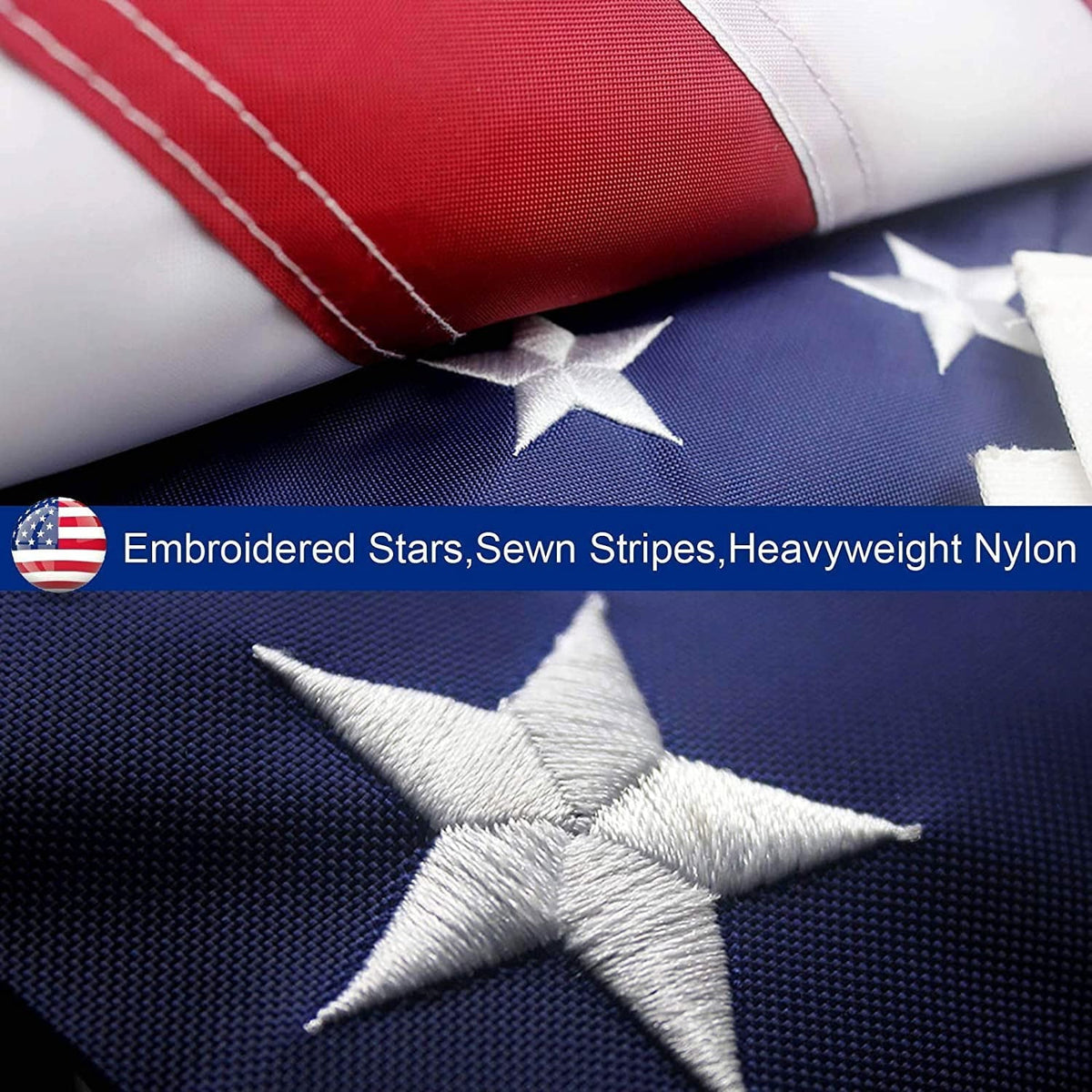 Heavy-Duty American Flag 2.5x4 ft - Embroidered Stars & Double-Sewn Stripes