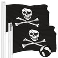 G128 2 Pack: Pirate Jolly Roger Bones Flag  3x5 Ft  ToughWeave Series Embroidered 300D Polyester  Novelty Flag, Embroidered Design, Indoor/Outdoor, Brass Grommets