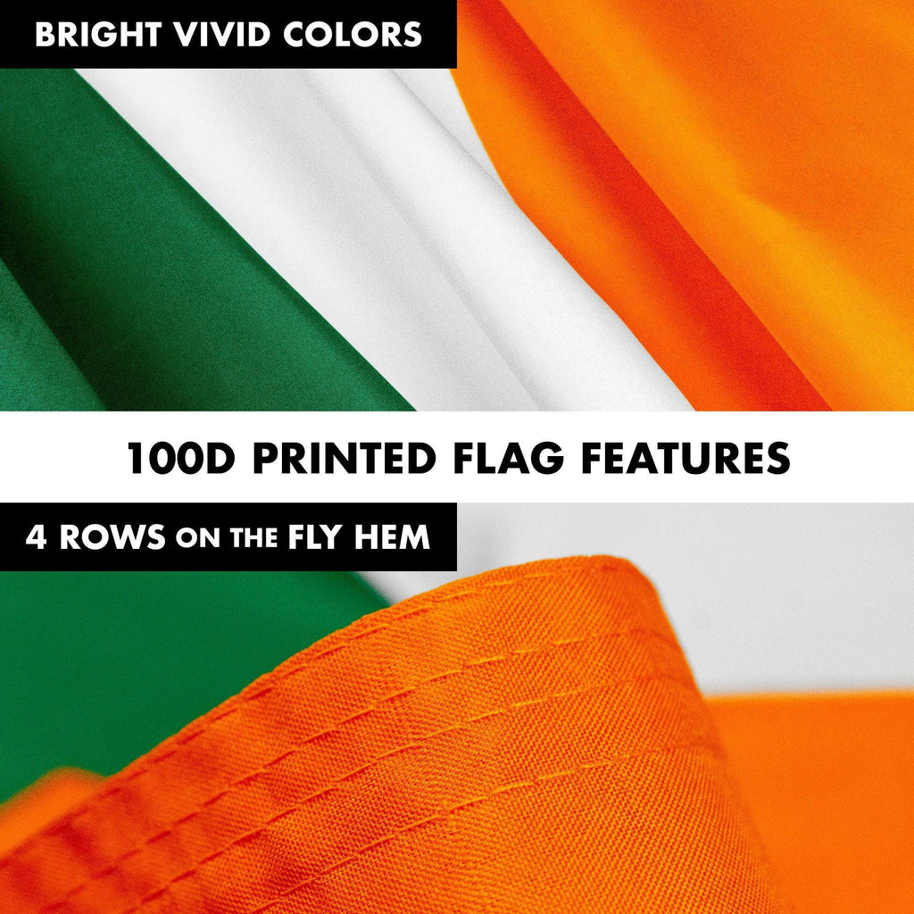 G128  6 Feet Tangle Free Spinning Flagpole (White) Ireland Brass Grommets Printed 3x5 ft (Flag Included) Aluminum Flag Pole