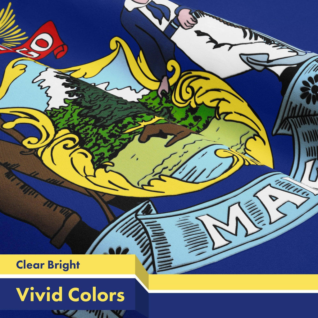 G128 Maine ME State Flag  3x5 Ft  LiteWeave Pro Series Printed 300D Polyester  Indoor/Outdoor, Vibrant Colors, Brass Grommets, Thicker and More Durable Than 100D 75D Polyester