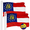 G128 2 Pack: Georgia GA State Flag  4x6 Ft  ToughWeave Series Embroidered 300D Polyester  Embroidered Design, Indoor/Outdoor, Brass Grommets